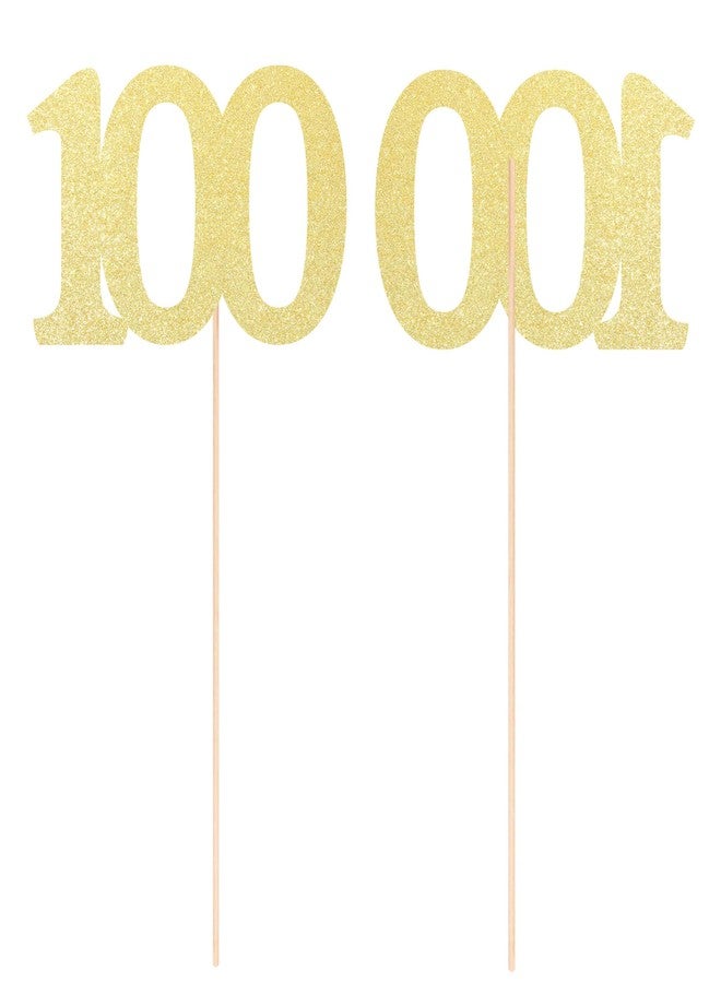 Gexolenu NO 100, 10 Pack Double-Sided Gold Glitter 100th Birthday Centerpieces for Tables, Number 100 Birthday Table Toppers Party Centerpiece Sticks Party Supplies - Image 3